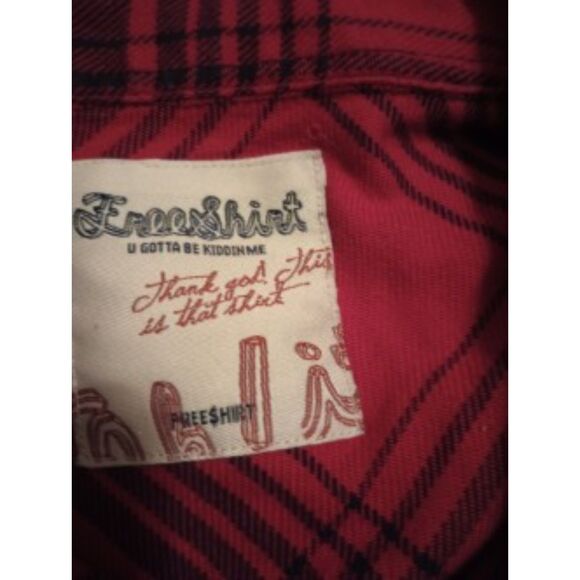 FreeShirt Women's Size Small Red & Black Long Plaid Shirt - Picture 4 of 7
